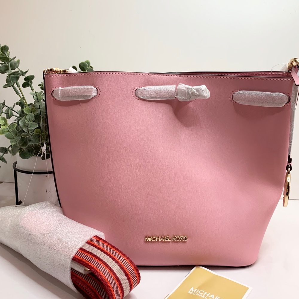 Michael Kors Eden Medium Bucket Leather Shoulder Crossbody bag Pink - Picture 3 of 15